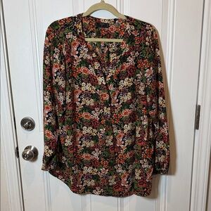 Tahari Floral Blouse - Red, Green, Pink